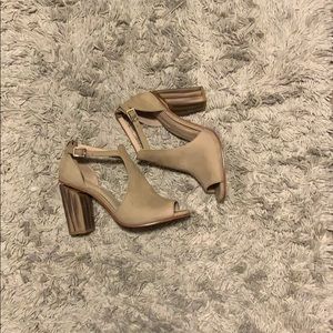 Opened toed booties- taupe